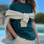 T-shirt Dangereuse émeraude tissu epais